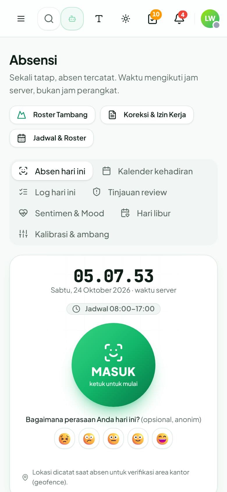 Absensi wajah di ponsel