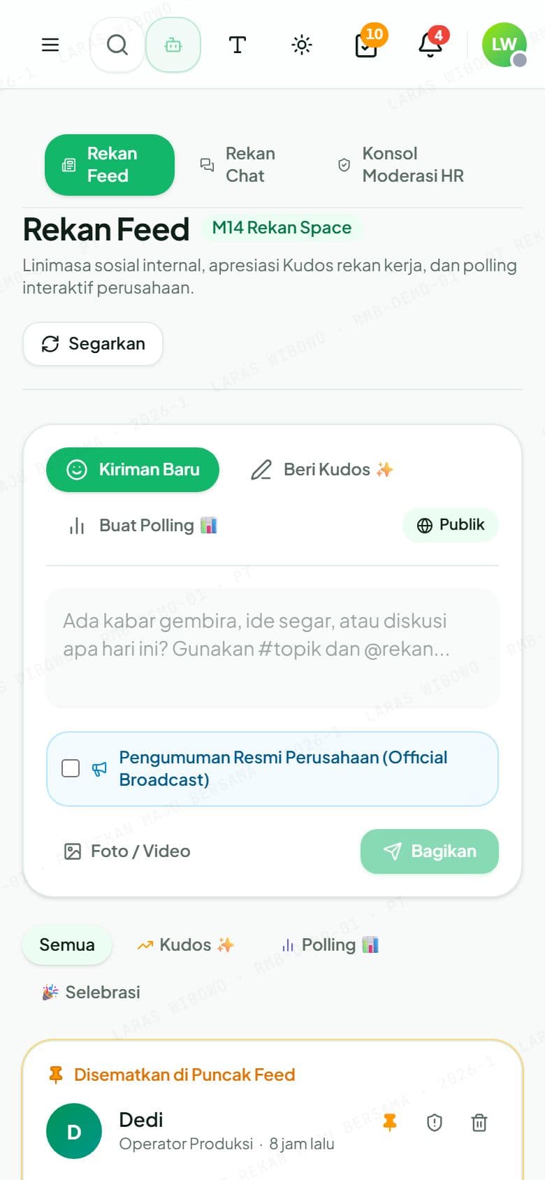 Rekan Feed di ponsel